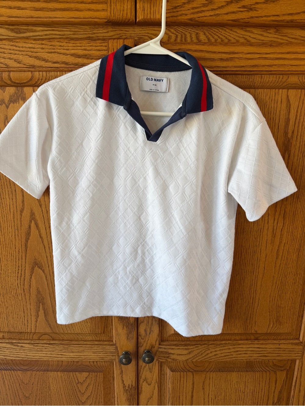Old Navy White Boy's Polo Shirt with Navy & Red Trim